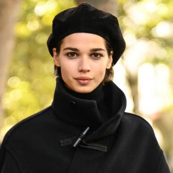 Textured Dark Brown Pixie with Beret — Winter Haircuts for Girls
