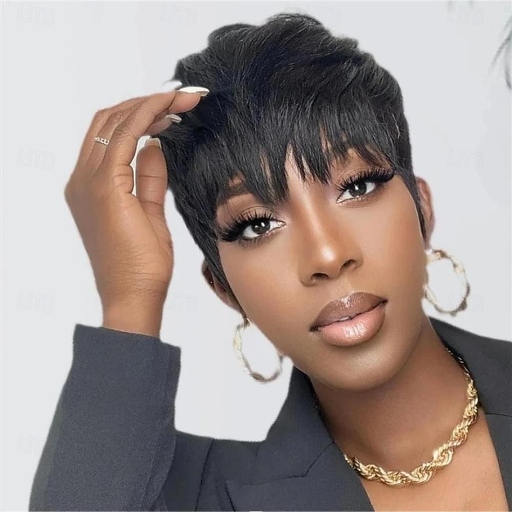 Pixie Bob With Textured Blunt Bangs — Winter Haircuts for Black Women
