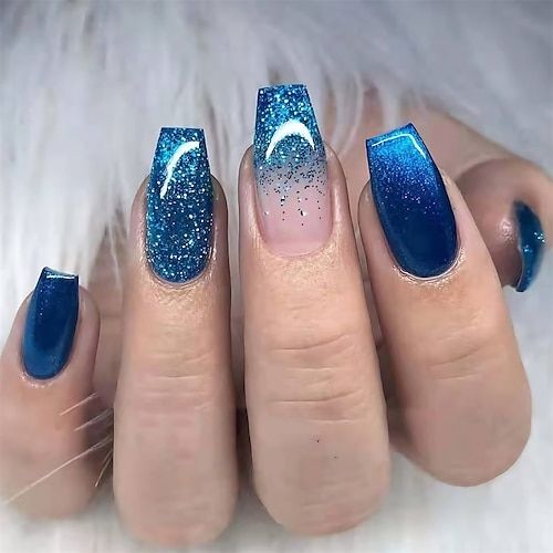 Pink Blue Glitter Gradient Coffin Nails Pink Blue Glitter Gradient Coffin Nails β New Years Coffin Nails 2027