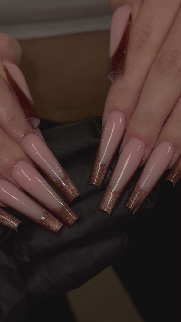 Nude Base Metallic Bronze Glitter Tips Visual Idea Nude Base Metallic Bronze Glitter Tips Visual Idea β Baddie Winter Nails