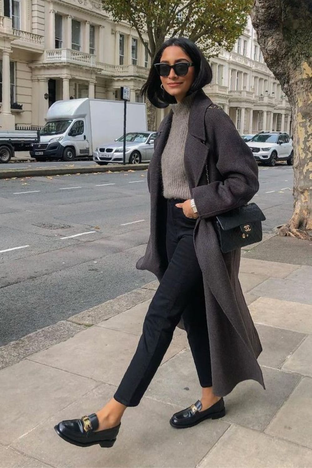 Elegant Black Loafers with a Neutral Palette Coat Outfit Elegant Black Loafers with a Neutral Palette Coat Outfit β Black Coat Outfits