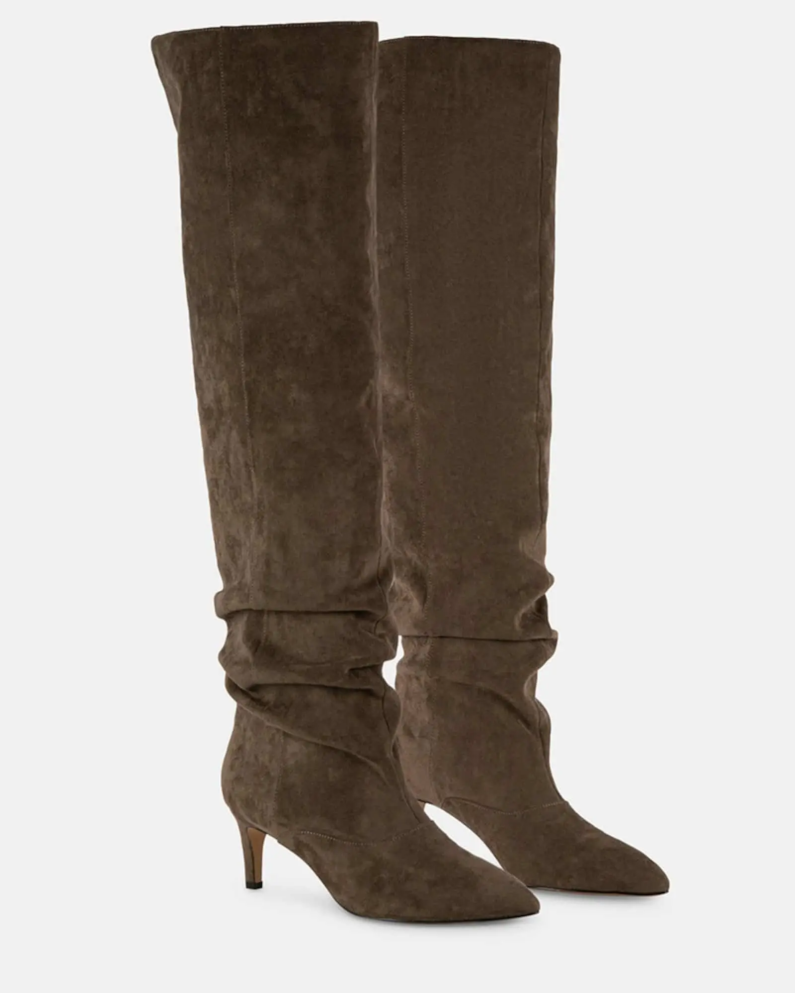 Pointed Toe Brown Suede Slouchy Boots with Block Heel Pointed Toe Brown Suede Slouchy Boots with Block Heel β Slouchy Boots Outfits