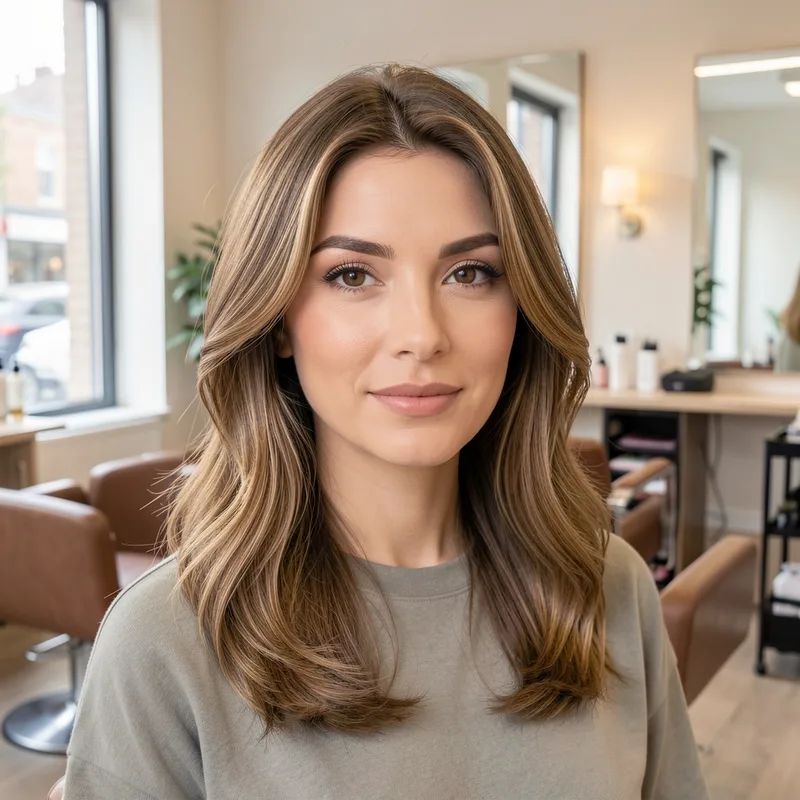 Layered Bob With Caramel Highlights — Winter Haircuts for Oval Faces