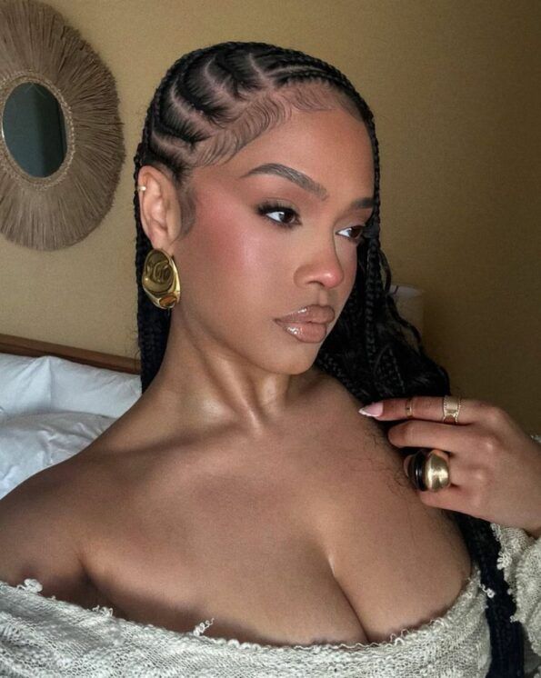 Sleek Cornrows Into Long Side Parted Braids Sleek Cornrows Into Long Side Parted Braids β Winter Braids for Black Women