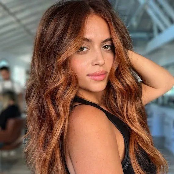 Brunette With Copper Highlights Brunette With Copper Highlights β Winter Copper Hair Color