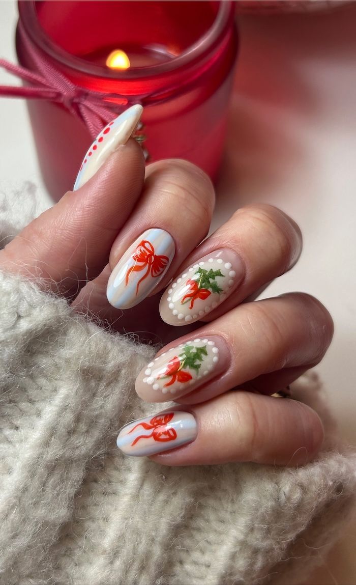 Light Blue Stripes Sheer Nude Red Green Visual Idea Light Blue Stripes Sheer Nude Red Green Visual Idea β Winter Bow Nails