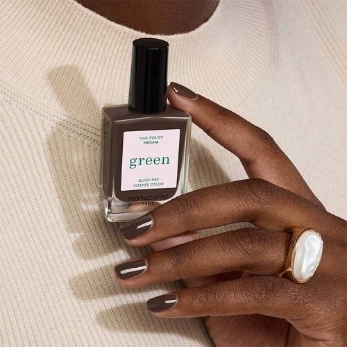 Muted Taupe Brown Glossy Short Square — Winter Nail Colors for Brown Skin