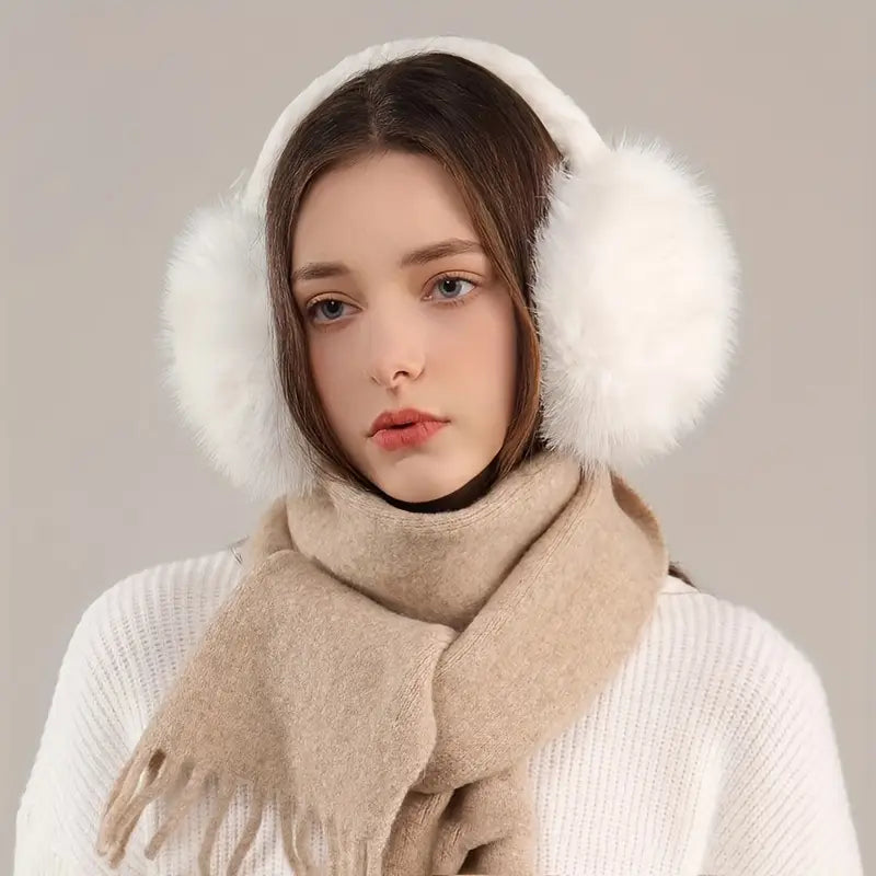 Effortless Winter Style: White Earmuffs and Beige Scarf — Earmuffs Outfits