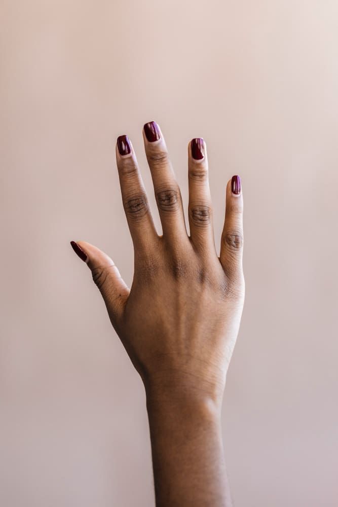 Glossy Deep Berry Red Nails — Winter Nail Colors for Olive Skin