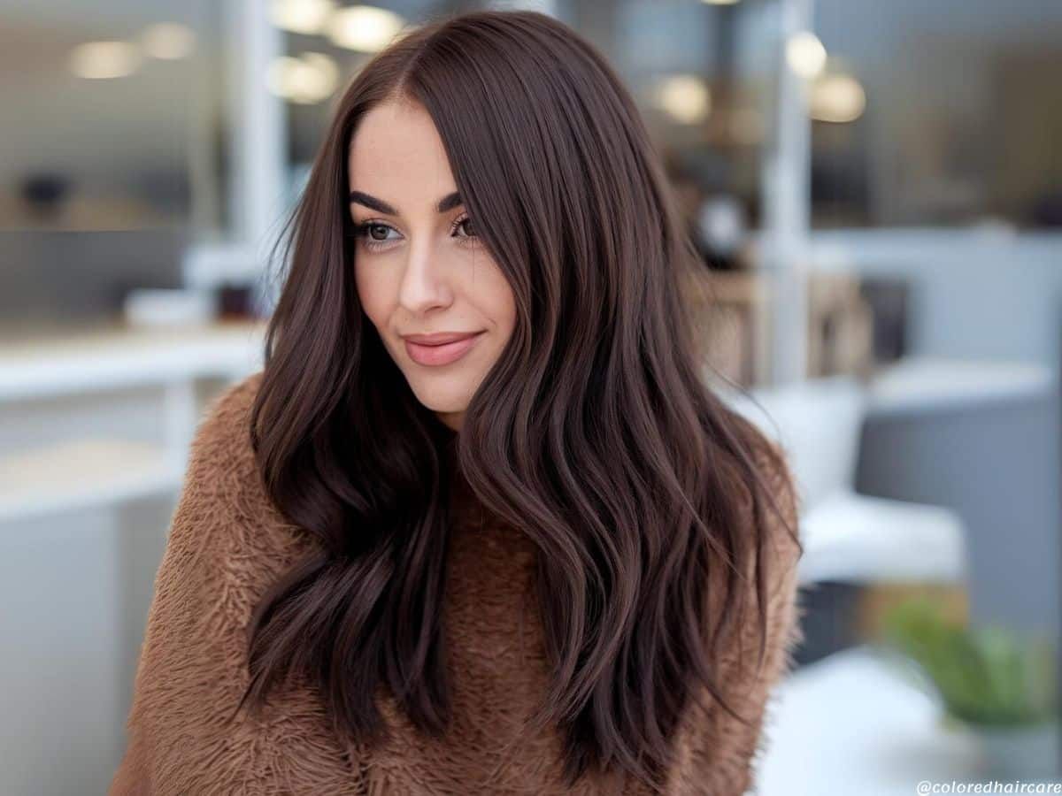 Dark Brown With Cool-Toned Highlights Dark Brown With Cool-Toned Highlights β Winter Hair Colors for Olive Skin