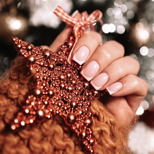 French Tips On All Nails Pale Pink French Medium Square Holiday French Tips On All Nails Pale Pink French Medium Square Holiday β Winter Nails for School