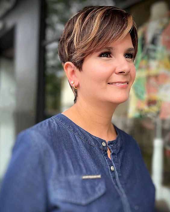 Brown With Blonde Highlights Visual Idea — Winter Haircuts for Women Over 40