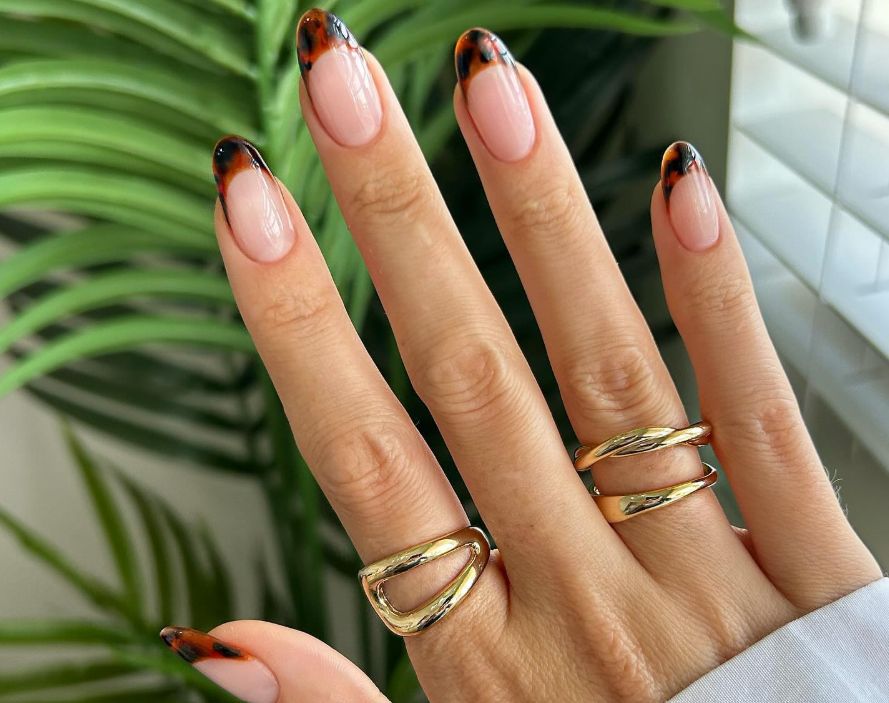 Tortoiseshell Pattern On French Tips Visual Idea Tortoiseshell Pattern On French Tips Visual Idea โ Fall to Winter Nails