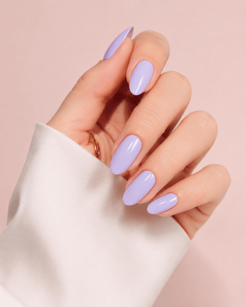 Glossy Pastel Lavender Oval Nails — Pastel Winter Nails