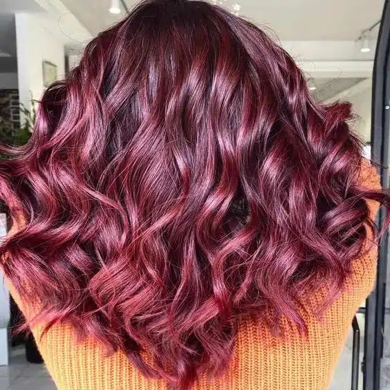 Dark Base With Red-Burgundy Balayage — Cherry Cola Hair Color