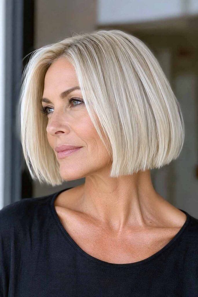Platinum Blonde Sleek Bob — Winter Haircuts for Thin Hair