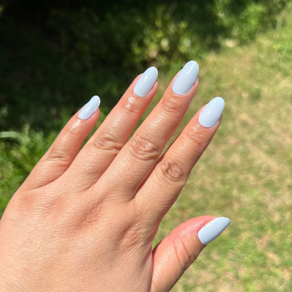 Opaque Icy Blue Glossy Medium Oval Nails Opaque Icy Blue Glossy Medium Oval Nails β Icy Blue Nails