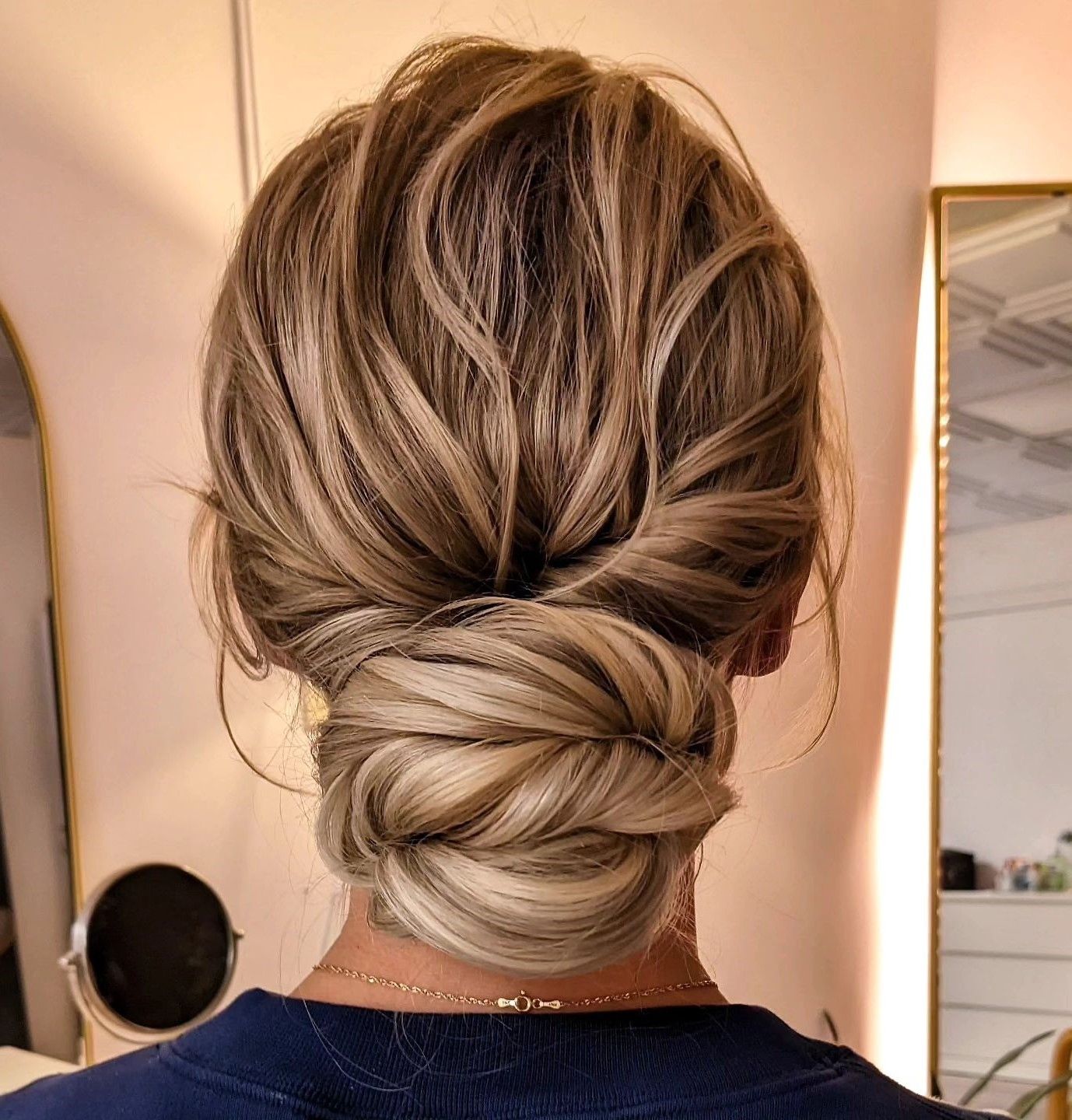 Ash Blonde Messy Low Bun Ash Blonde Messy Low Bun β Winter Wedding Guest Hairstyles