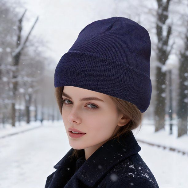 Collarbone Blowout With Navy Beanie Collarbone Blowout With Navy Beanie β Winter Hat Hairstyles