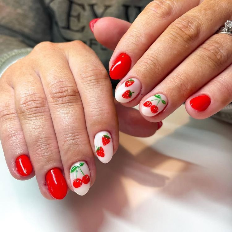 Both Hands Visual Idea Both Hands Visual Idea β Cherry Red Nails