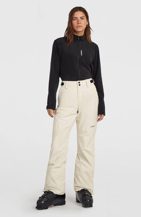 White Wide-Leg Snow Pants with Black Fleece Jacket for Contrasting Comfort White Wide-Leg Snow Pants with Black Fleece Jacket for Contrasting Comfort β Snowboarding Outfits