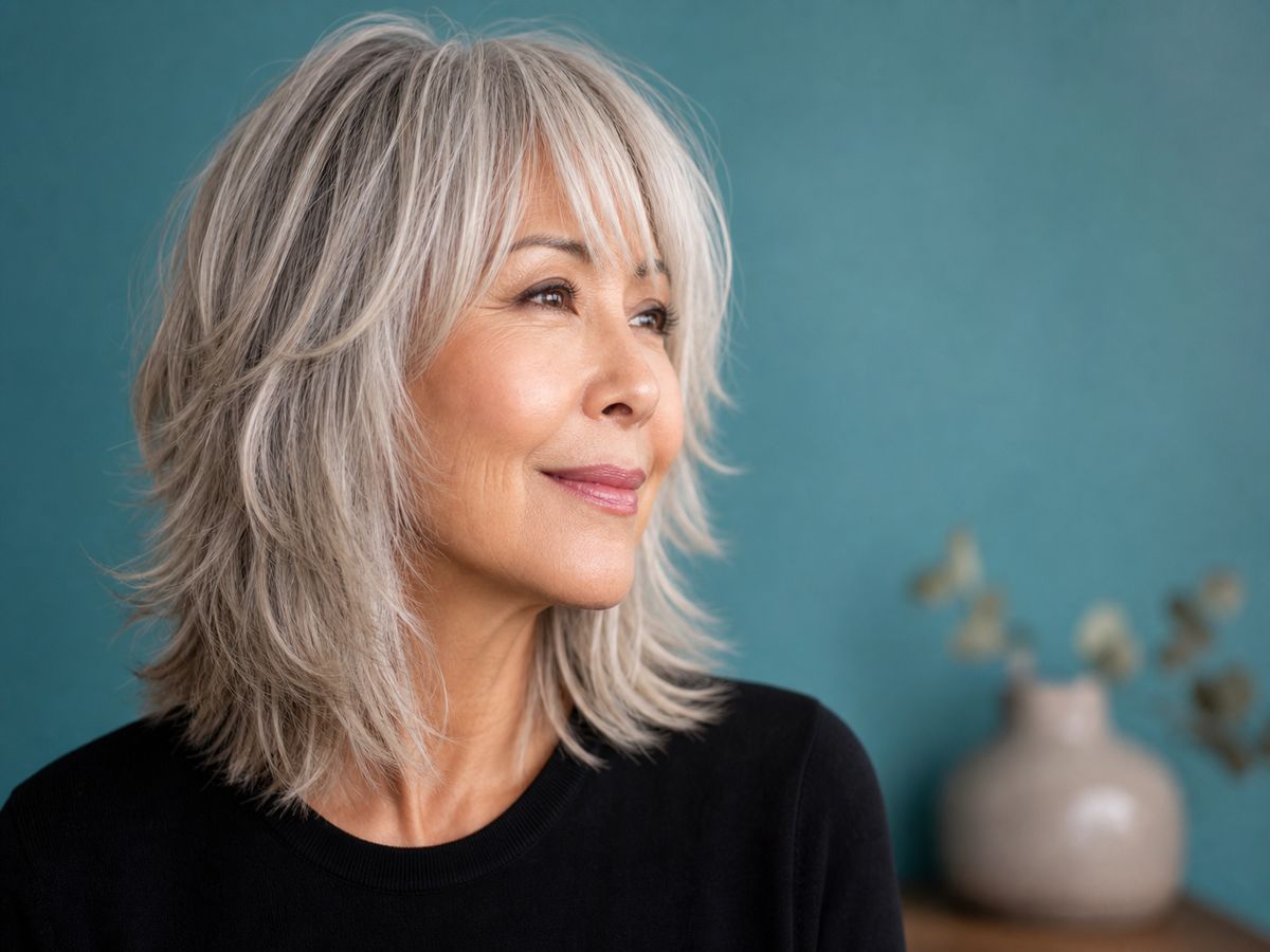 Silver Grey Visual Idea Silver Grey Visual Idea β Medium Length Winter Haircuts