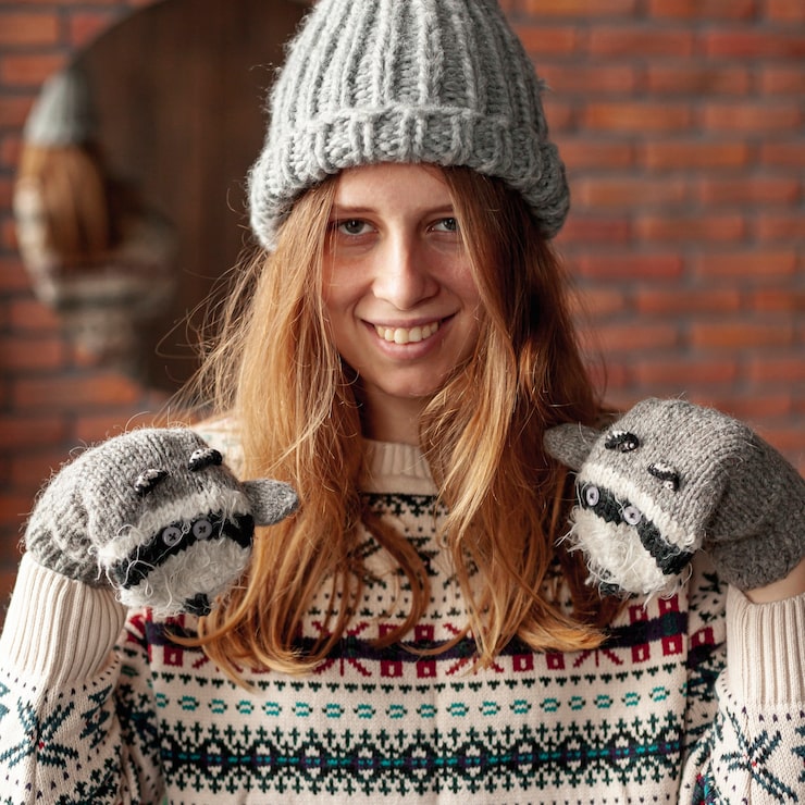 Grey Beanie with Fair Isle Sweater and Novelty Mittens Grey Beanie with Fair Isle Sweater and Novelty Mittens β Beanie Outfits