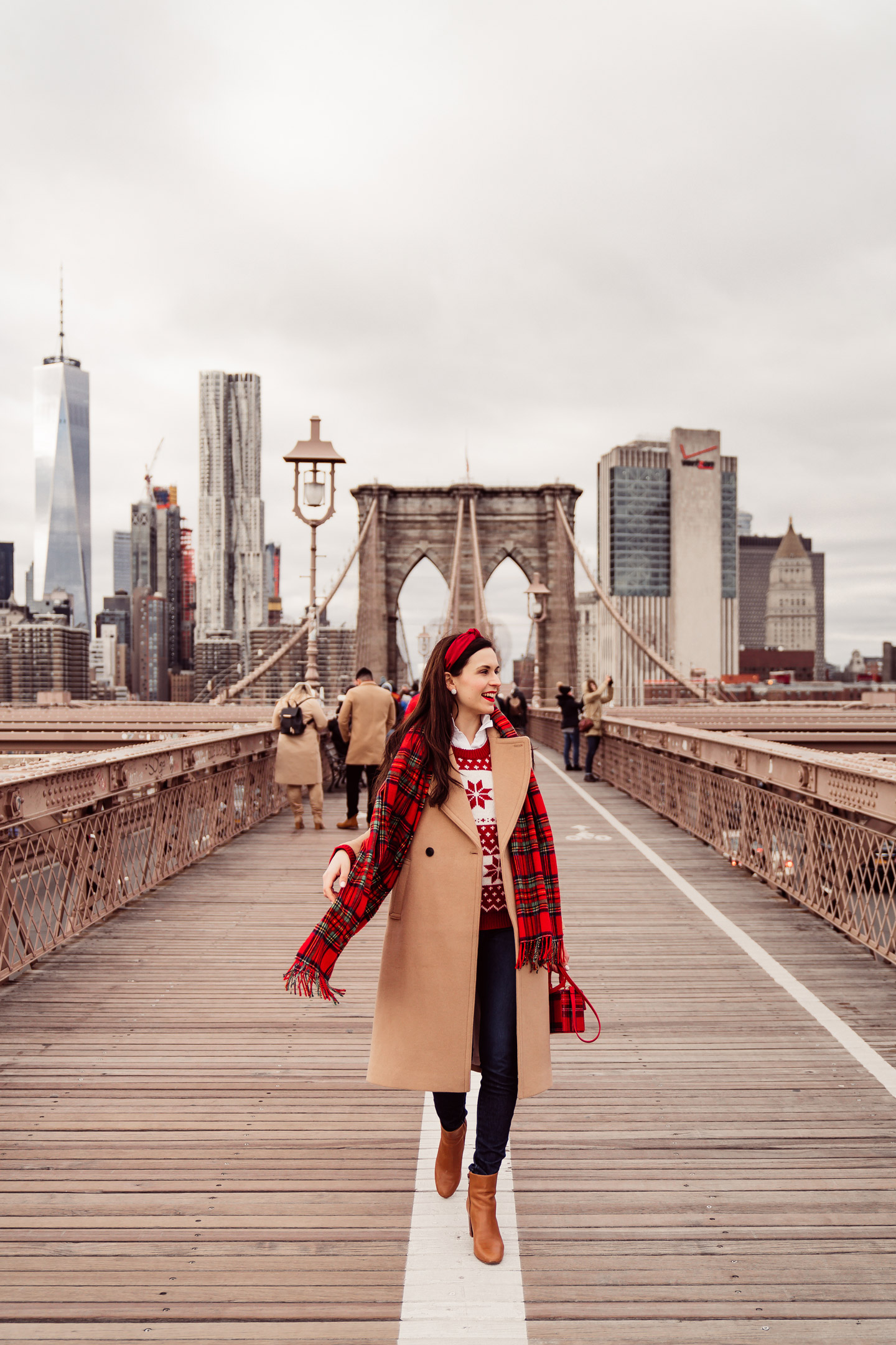 Camel Coat and Fair Isle Sweater for Casual Winter Sightseeing — NYC Winter Outfits