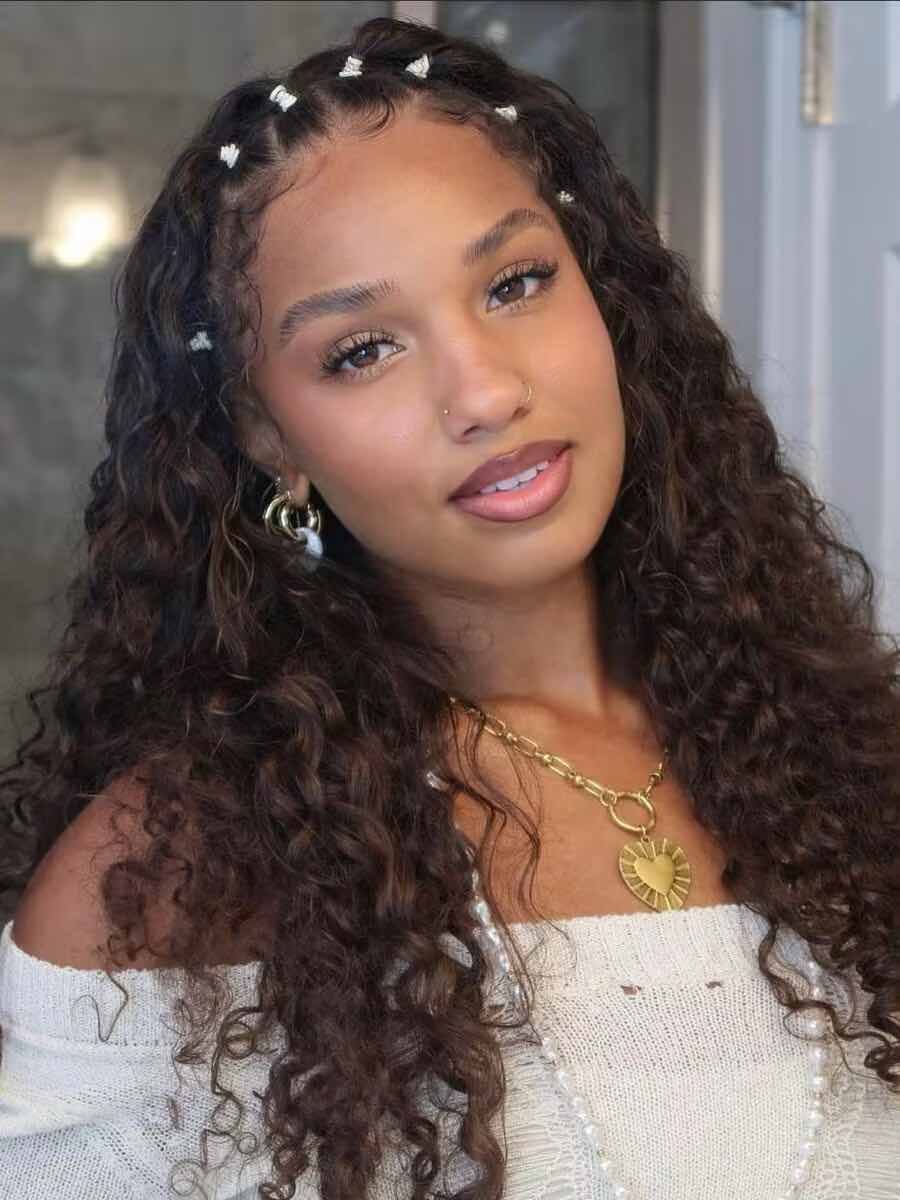 Loose Curls with Decorative Braids — Winter Hairstyles for Black Women