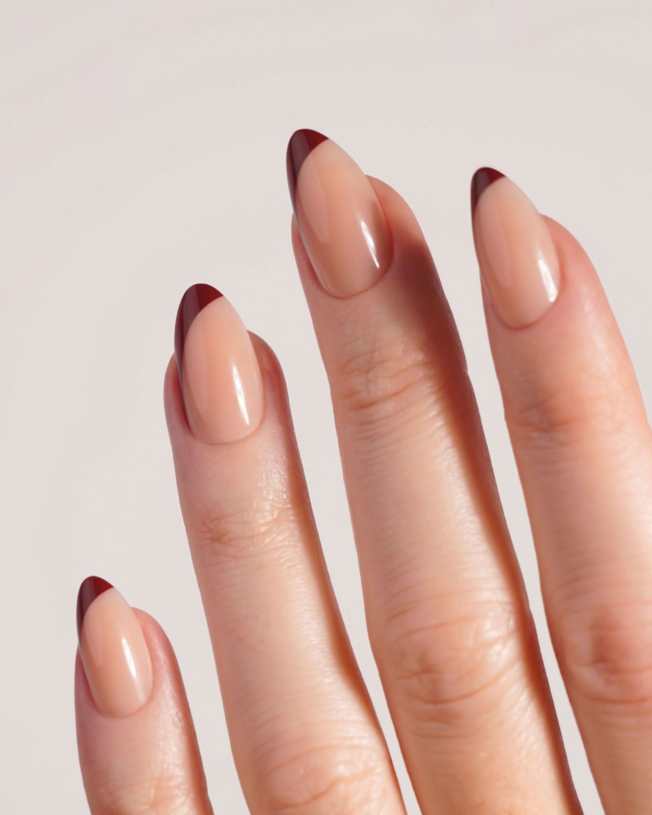 Deep Red French Tips Visual Idea Deep Red French Tips Visual Idea โ Winter Almond Nails