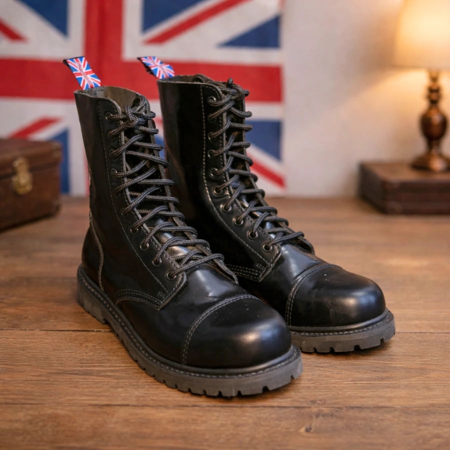 Military Durability: Black Leather and Canvas Combat Boots with Cap Toe Military Durability: Black Leather and Canvas Combat Boots with Cap Toe β Combat Boots Outfits