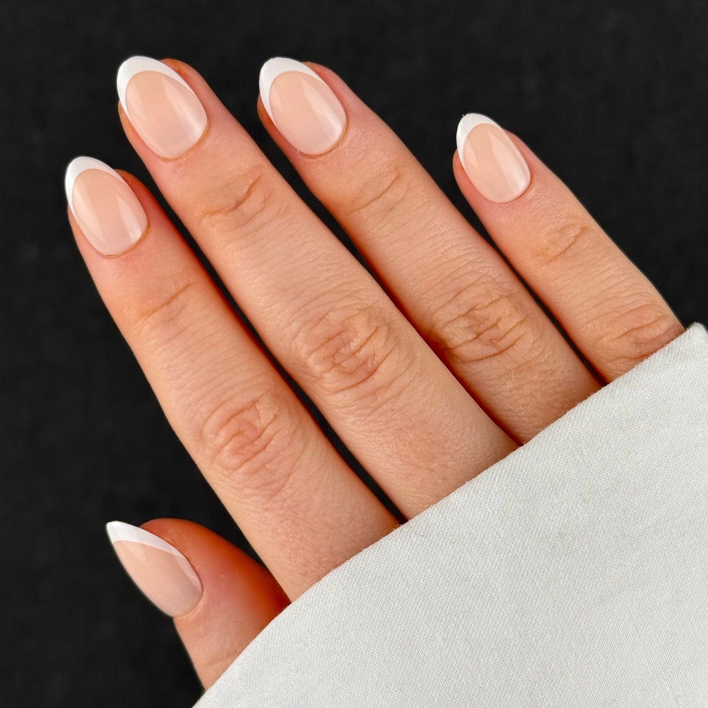 Glossy Clear Base French Almonds Glossy Clear Base French Almonds โ Short Winter Almond Nails