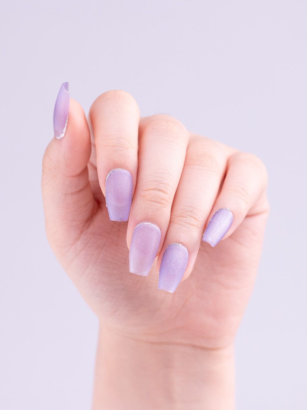 Glossy With Glitter Visual Idea — Winter Purple Nails