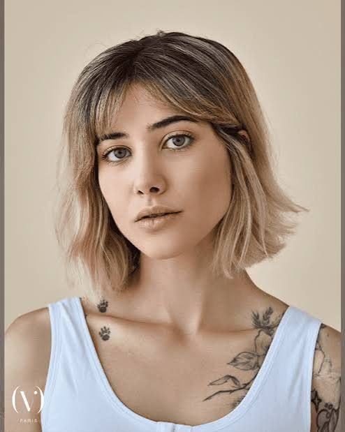 Smooth Dark Brown Bob with Blunt Bangs — Winter Hairstyles for Short Hair