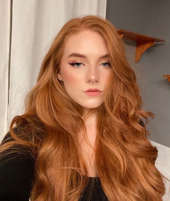Vibrant Copper Long Waves Vibrant Copper Long Waves β Winter Copper Hair Color