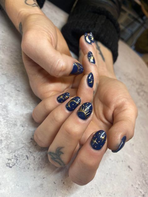 Night Celestial Visual Idea Night Celestial Visual Idea β Winter Date Night Nails