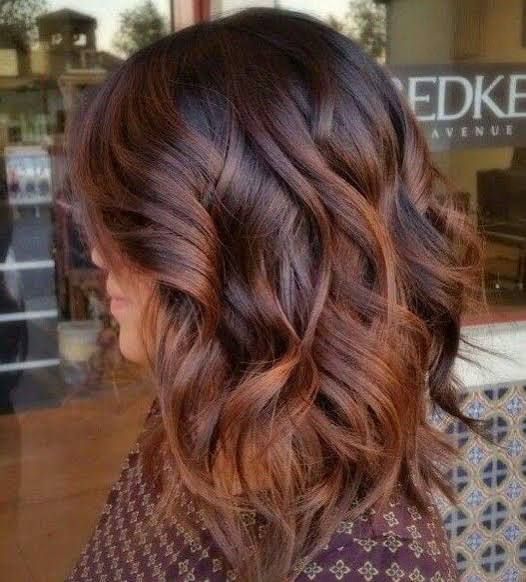 Cinnamon Caramel Balayage On A Wavy Bob — Cinnamon Brown Hair