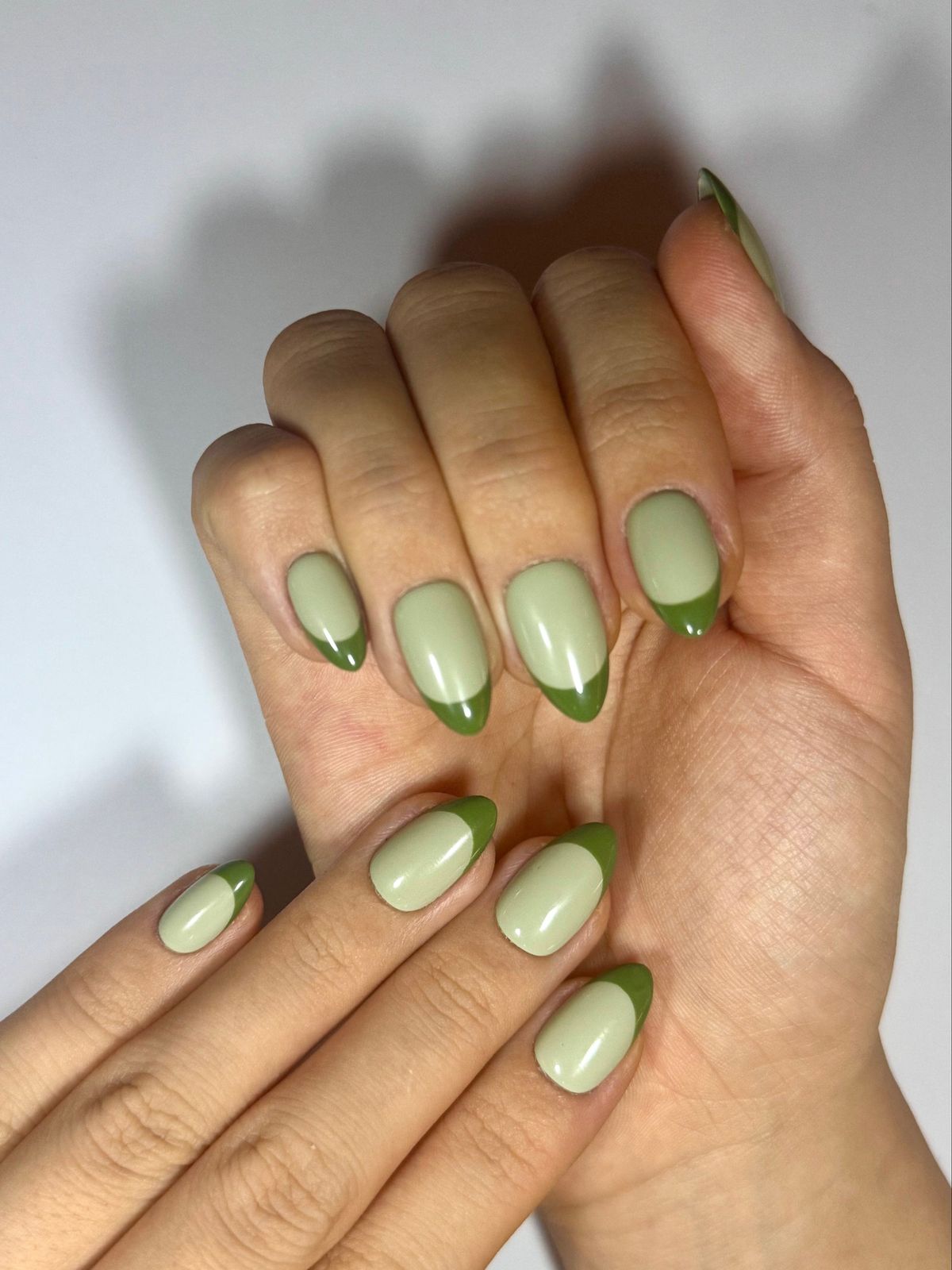 Modern Green French Manicure Modern Green French Manicure โ Winter Green Nails