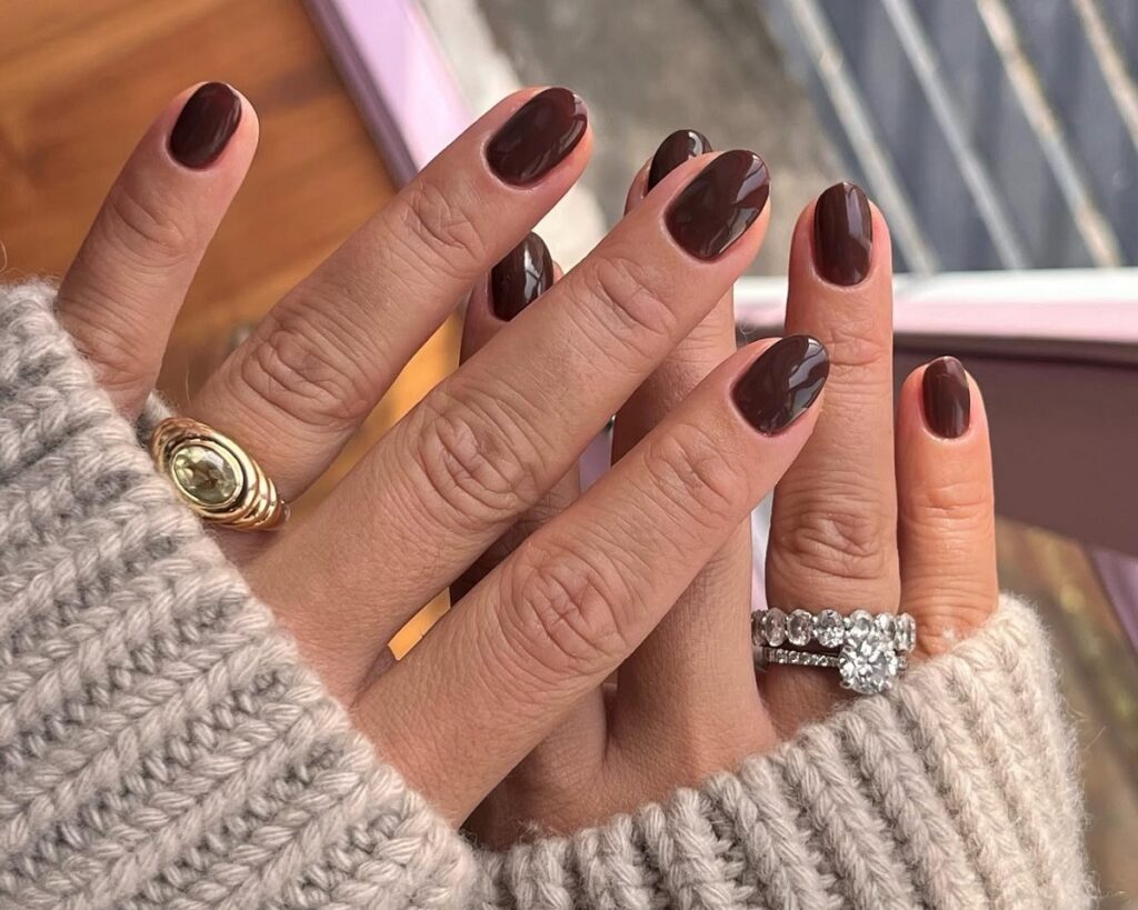 Medium Oval Deep Chocolate Gloss — Winter Nail Colors