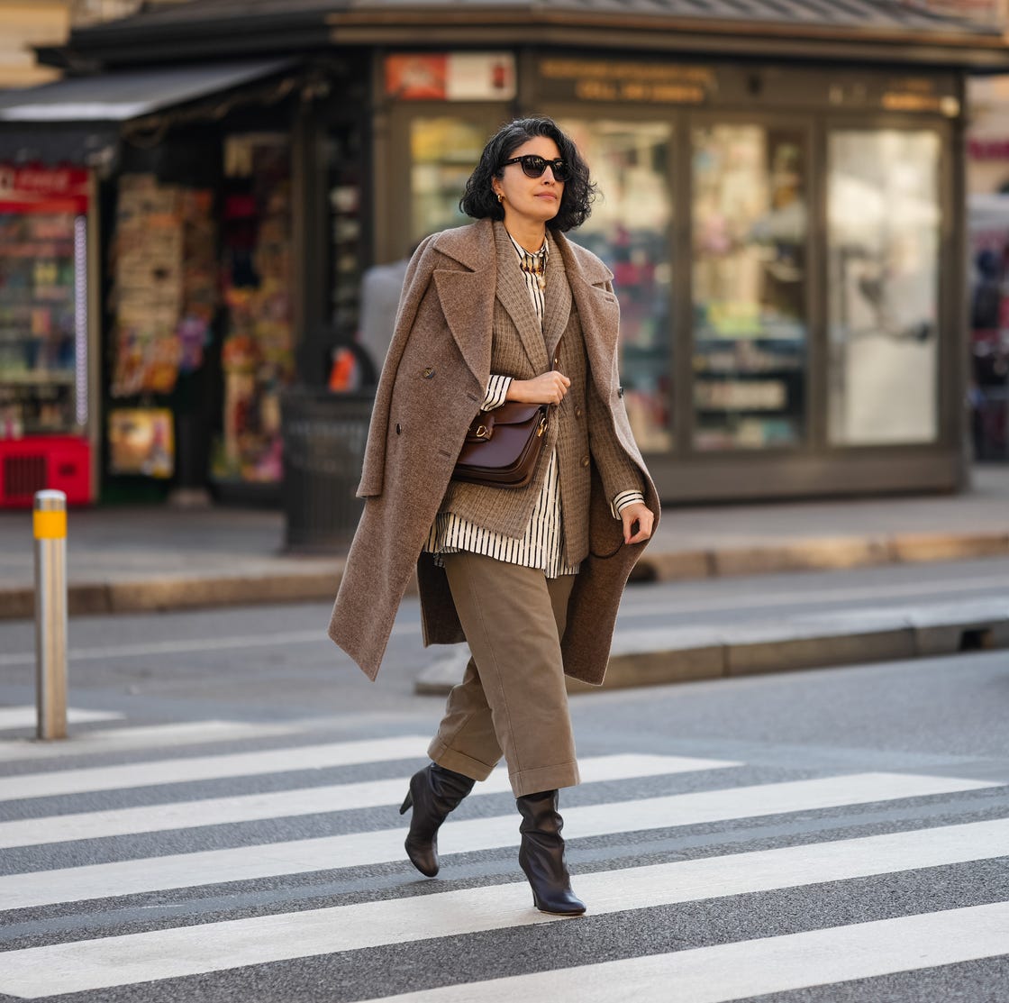 Textured Brown Coat Over Blazer for Casual Workwear — January Outfits