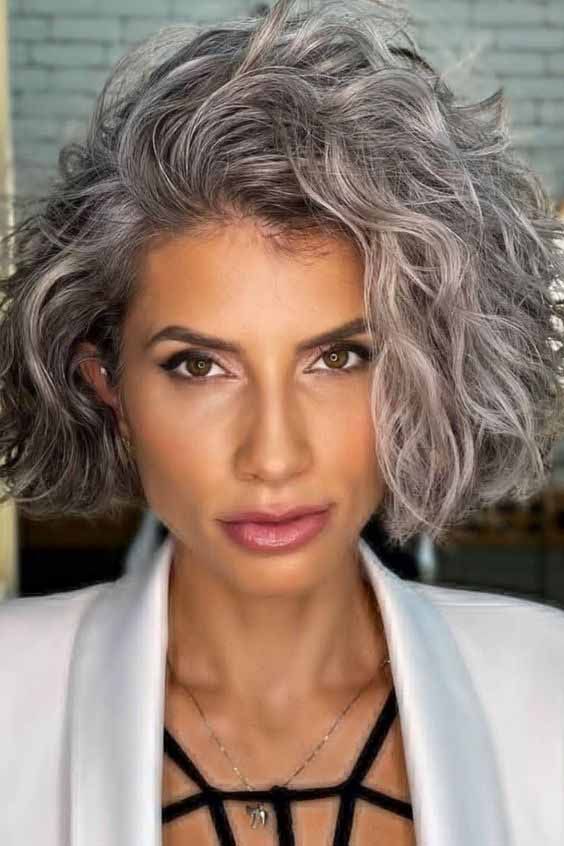 Voluminous Grey Bob — Winter Haircuts for Women Over 40