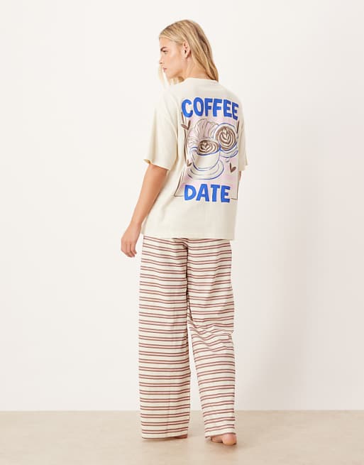 Graphic T-Shirt and Striped Wide-Leg Pants Graphic T-Shirt and Striped Wide-Leg Pants โ Loungewear Outfits