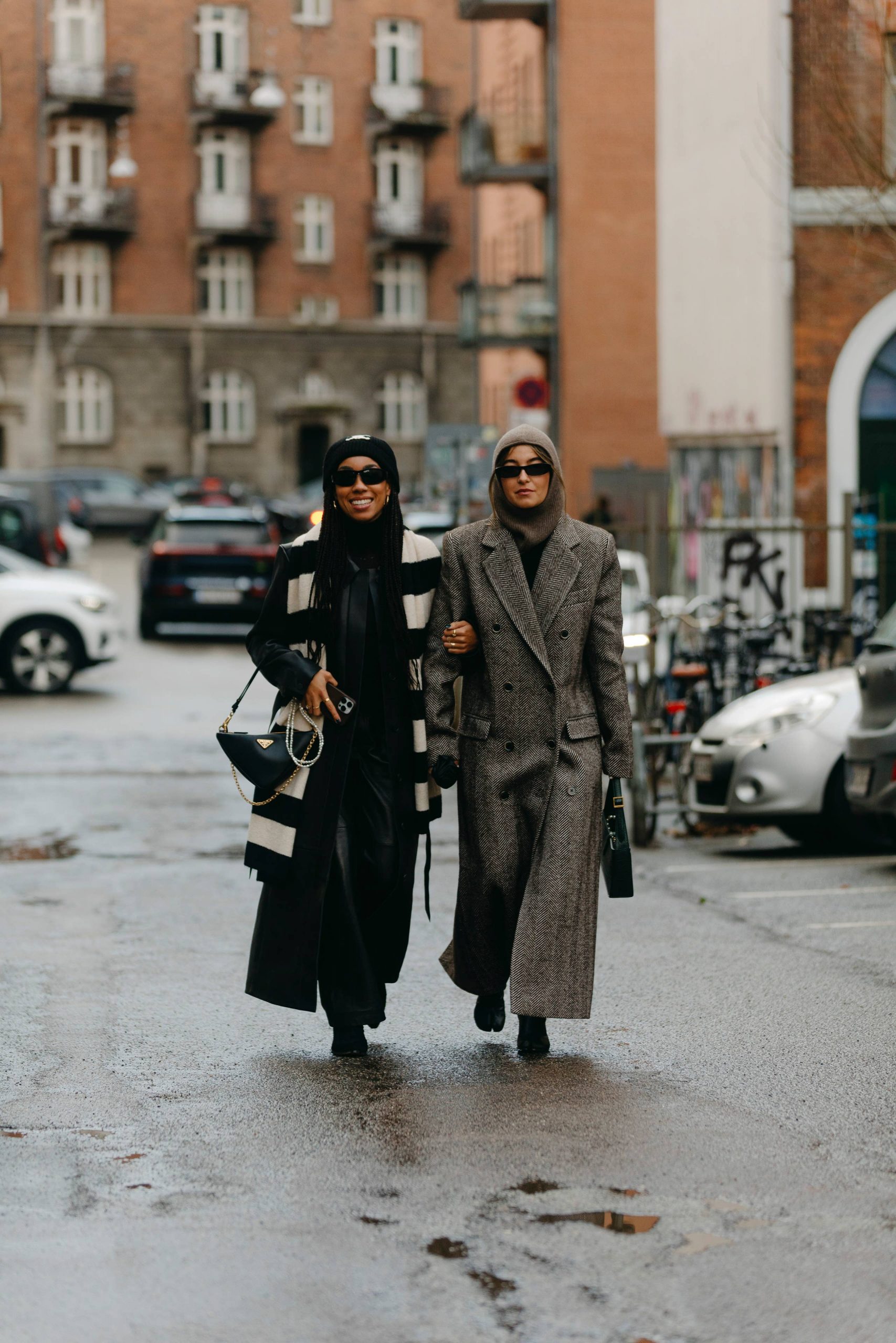 Classic Coat and Striped Scarf for Chic Travel — Winter Travel Outfits