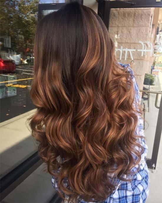 Dark Brown OmbrΓ© With Caramel and Copper Dark Brown OmbrΓ© With Caramel and Copper β Chestnut Brown Hair