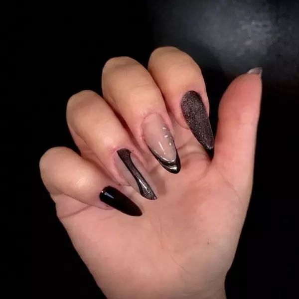 Sheer Pink Black French Stilettos Sheer Pink Black French Stilettos β New Years Stiletto Nails 2027