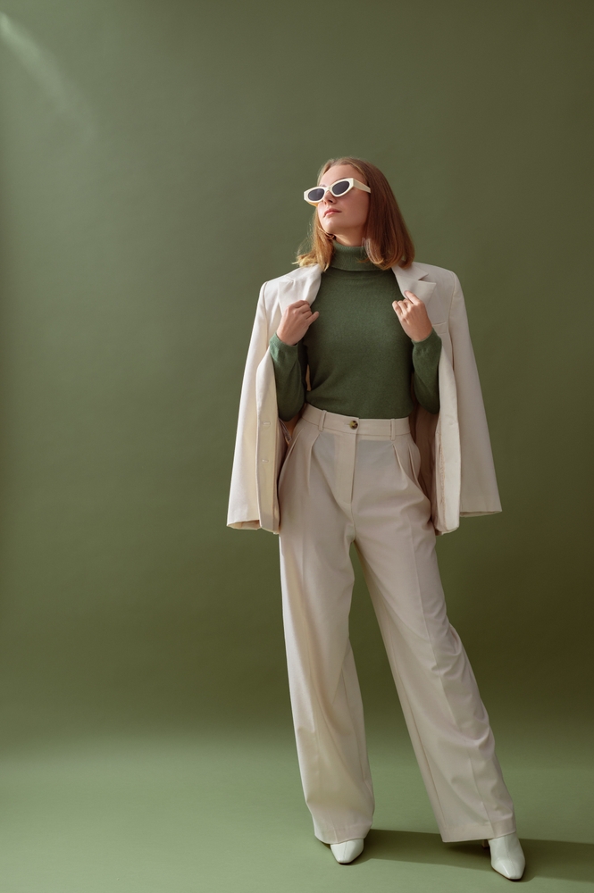 Elevated Basics: Olive Turtleneck with Cream Tailored Trousers Elevated Basics: Olive Turtleneck with Cream Tailored Trousers β Old Money Winter Outfits