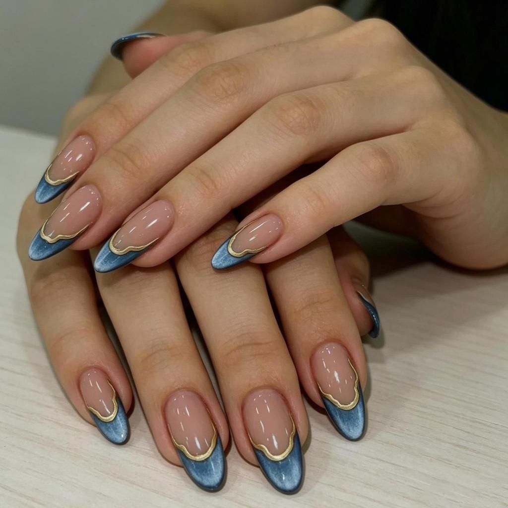 Glossy With Cat Eye Shimmer Visual Idea Glossy With Cat Eye Shimmer Visual Idea β Medium Winter Almond Nails