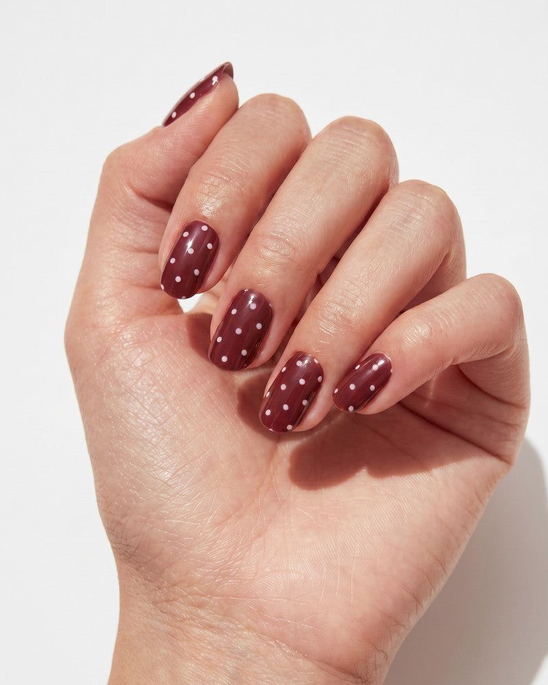 White Polka Dots On All Nails Visual Idea White Polka Dots On All Nails Visual Idea β Burgundy Nails