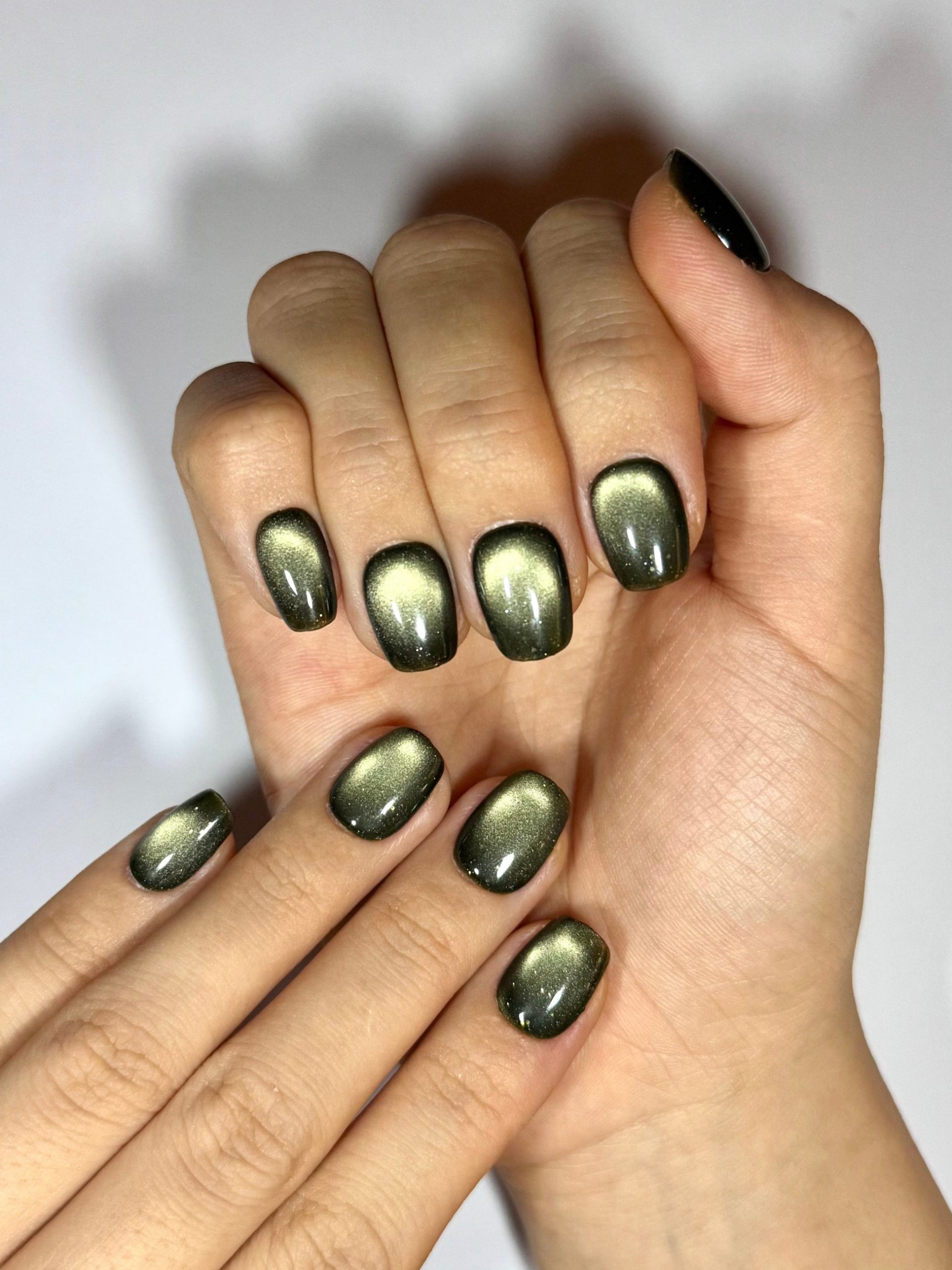Medium Grey Long Almond Cat Eye Medium Grey Long Almond Cat Eye โ Winter Cat Eye Nails