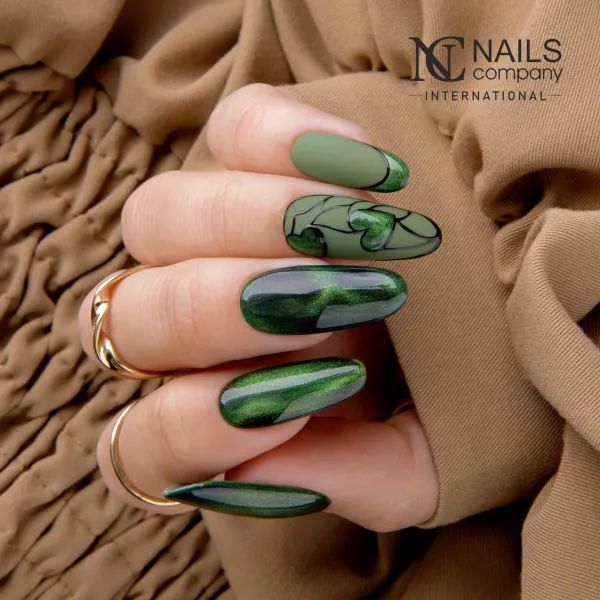 Marble and Green French Mix Marble and Green French Mix โ Winter Green Nails